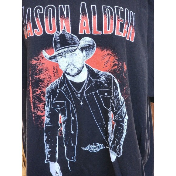 Jason Aldean Cowboy Tour Band Tee Size 2X Black 2 Sides - Picture 2 of 6